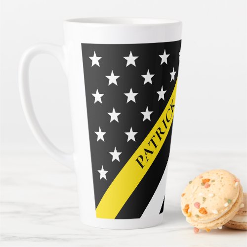 Thin Yellow Line Dispatcher Flag Monogram Name Latte Mug