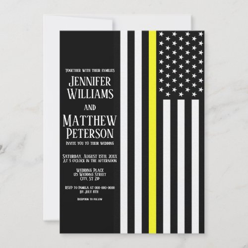 Thin Yellow Line Dispatcher Flag Wedding Invitation