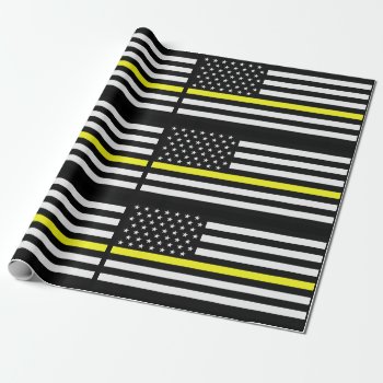 Thin Yellow Line Dispatcher Flag Wrapping Paper by ThinBlueLineDesign at Zazzle