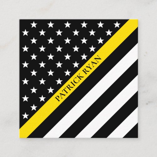 Thin Yellow Line Dispatcher Stars  Stripes Flag Square Business Card