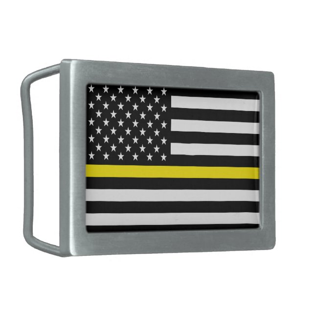 Thin Yellow Line Dispatchers Flag Belt Buckle (Front Left)