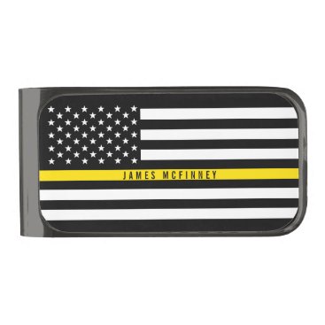 Thin Yellow Line Dispatchers Flag Custom Name Gunmetal Finish Money Clip Thin Yellow Line Dispatchers Flag Custom Name Gunmetal Finish Money Clip