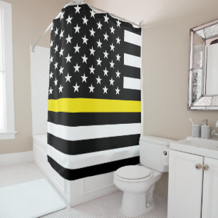 Thin Yellow Line Dispatchers Flag Shower Curtain