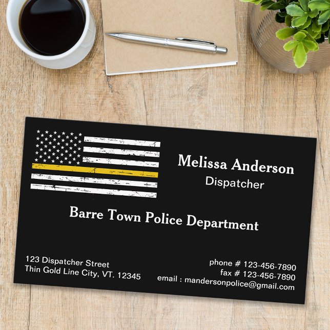 Thin Yellow Line Fire Police Dispatcher  Business Card (Creator Uploaded)