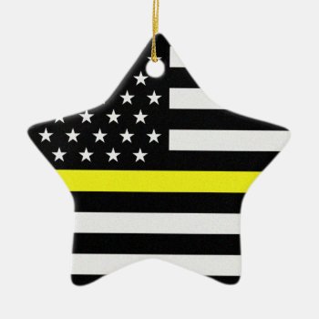 Thin Yellow Line Flag Ceramic Ornament by ThinBlueLineDesign at Zazzle