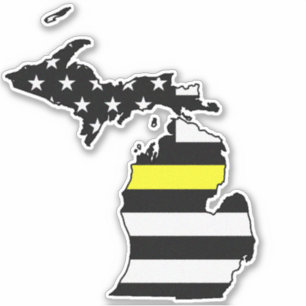 Thin Yellow Line Flag Michigan Sticker