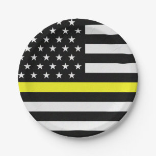 Thin Yellow Line Flag Paper Plates