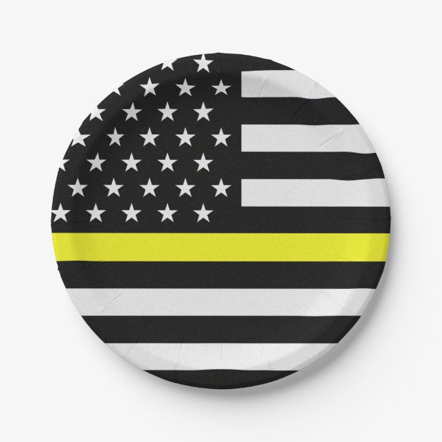 Thin Yellow Line Flag Paper Plates (Front)