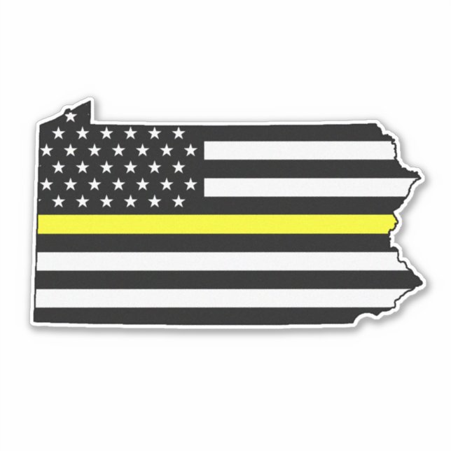 Thin Yellow Line Flag Pennsylvania Sticker (Front)