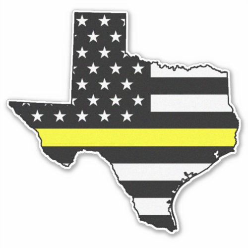 Thin Yellow Line Flag Texas Sticker