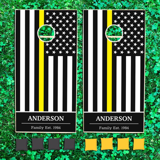 Thin Yellow Line Flag, USA Dispatchers / Services Cornhole Set (Creator Uploaded)