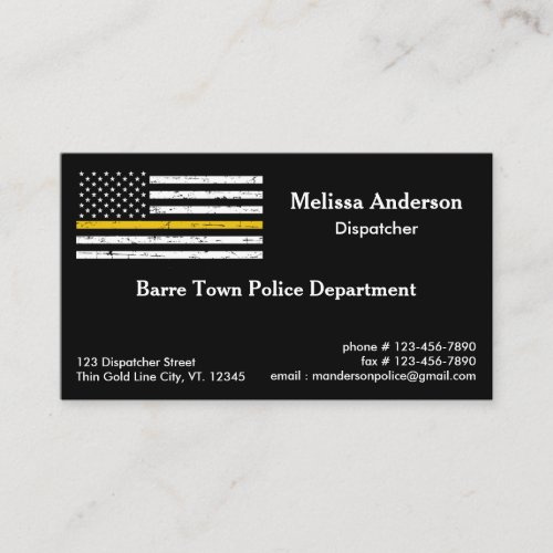 Thin Yellow Line Police Fire Dispatcher Business Card
