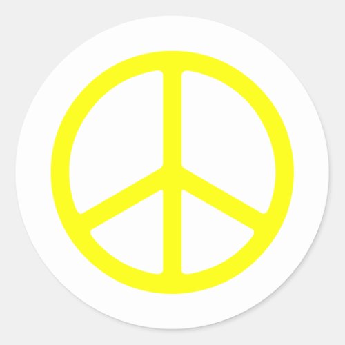 Thin Yellow Peace Sign Classic Round Sticker