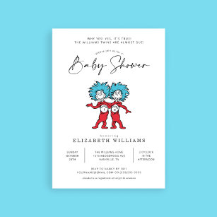Thing 1 Thing 2   Blue Twins Baby Shower  Invitation