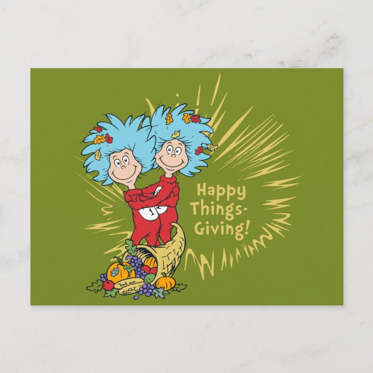 Thing 1 Thing 2 Happy Things-Giving! Postcard