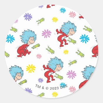 Thing 1 Thing 2 Hoppy Frog Things Pattern Classic Round Sticker by DrSeussShop at Zazzle