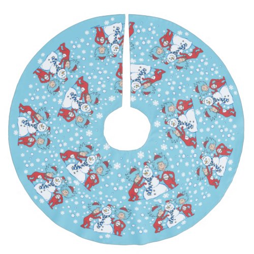 Thing 1 Thing 2 Snowman Pattern Brushed Polyester Tree Skirt