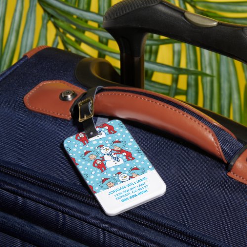 Thing 1 Thing 2 Snowman Pattern Luggage Tag
