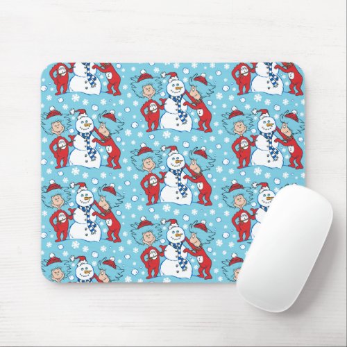 Thing 1 Thing 2 Snowman Pattern Mouse Pad