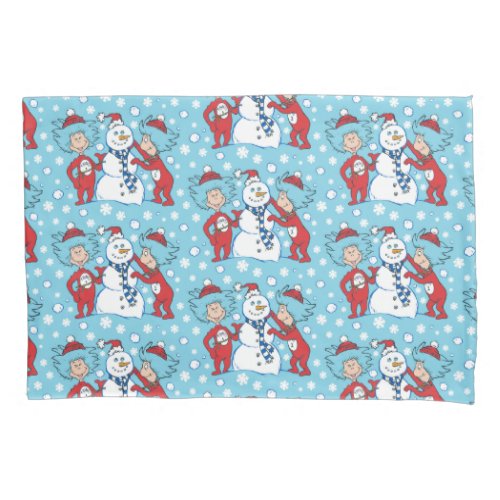 Thing 1 Thing 2 Snowman Pattern Pillow Case