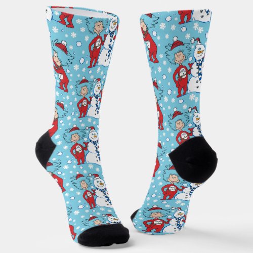 Thing 1 Thing 2 Snowman Pattern Socks