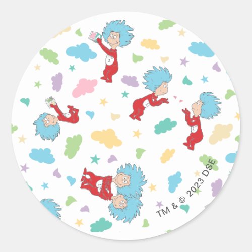 Thing 1 Thing 2 Sweet Things Pattern Classic Round Sticker
