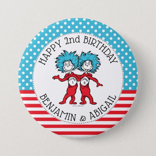 Thing 1 Thing 2  Twins Birthday Button