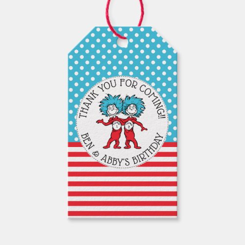 Thing 1 Thing 2  Twins Birthday Favor Gift Tags