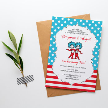Thing 1 Thing 2 | Twins Birthday Invitation by DrSeussShop at Zazzle