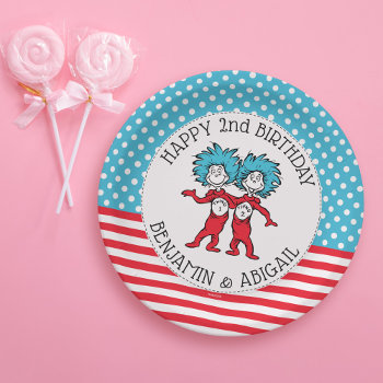 Thing 1 Thing 2 | Twins Birthday Paper Plates by DrSeussShop at Zazzle