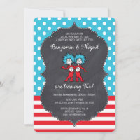 Thing 1 Thing 2 | Twins Chalkbord Birthday Invitation