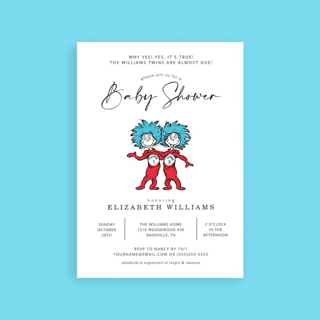 Thing One Thing Two | Blue Twins Baby Shower Invitation (Creator Uploaded)