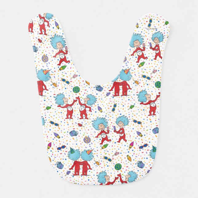 Thing One Thing Two Celebration Pattern Baby Bib (Front)