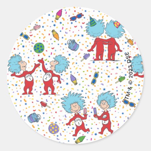 Thing One Thing Two Celebration Pattern Classic Round Sticker