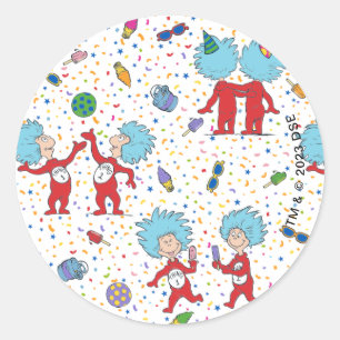 Thing One Thing Two Celebration Pattern Classic Round Sticker