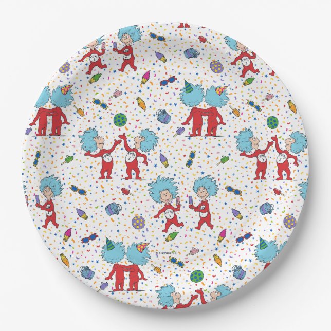 Thing One Thing Two Celebration Pattern Paper Plates (Front)