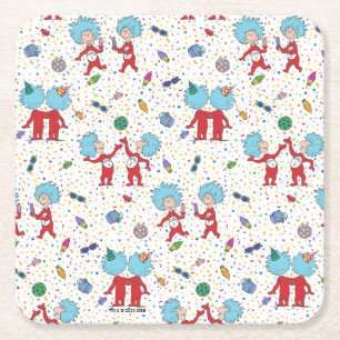 Thing One Thing Two Celebration Pattern Square Paper Coaster
