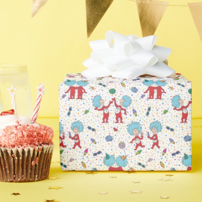 Thing One Thing Two Celebration Pattern Wrapping Paper (Birthday Party)