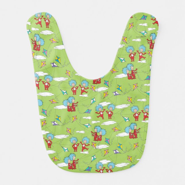 Thing One Thing Two Flying Kite Things Pattern Baby Bib (Front)