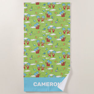 Thing One Thing Two Flying Kite Things Pattern Beach Towel