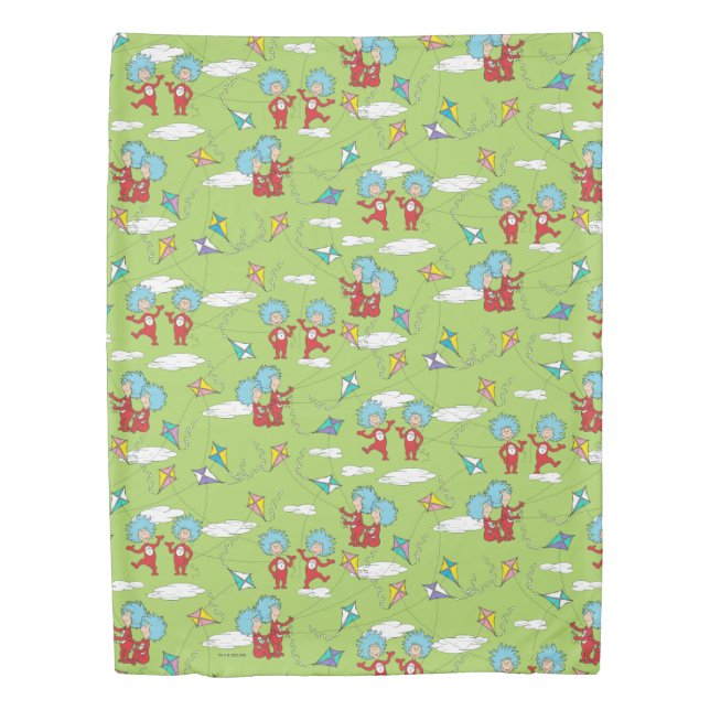Thing One Thing Two Flying Kite Things Pattern Duvet Cover (Front)