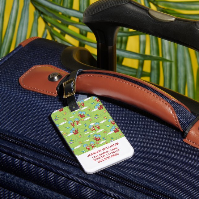 Thing One Thing Two Flying Kite Things Pattern Luggage Tag (Front Insitu 1)