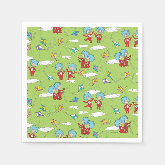 Thing One Thing Two Flying Kite Things Pattern Napkins (Front)
