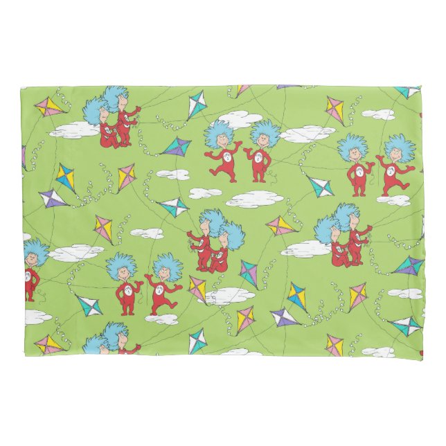 Thing One Thing Two Flying Kite Things Pattern Pillow Case (Front)