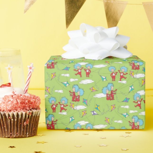 Thing One Thing Two Flying Kite Things Pattern Wrapping Paper (Birthday Party)