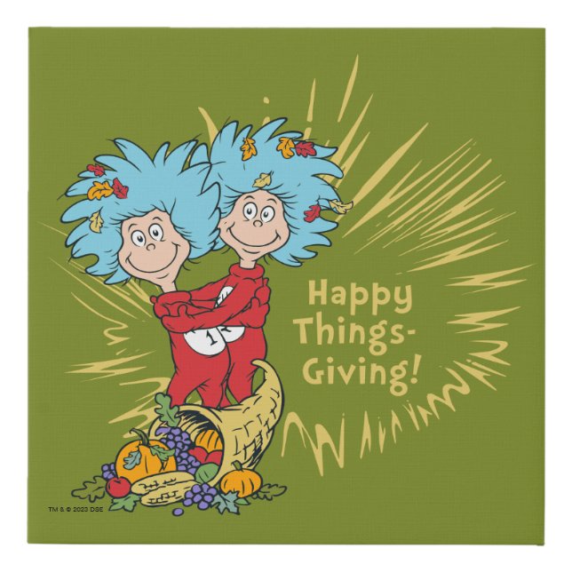 Thing One Thing Two Happy Things-Giving! Faux Canvas Print (Front)