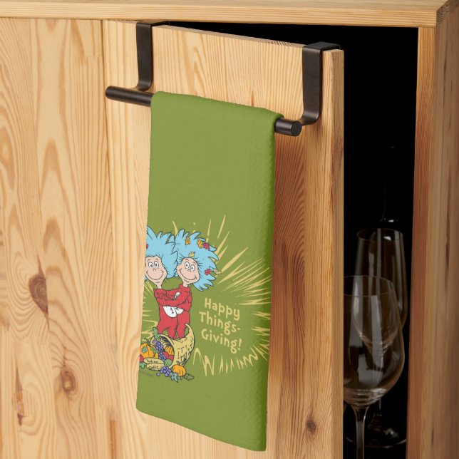 Thing One Thing Two Happy Things-Giving! Kitchen Towel (Thirds Fold)
