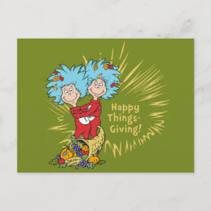 Thing One Thing Two Happy Things-Giving! Postcard
