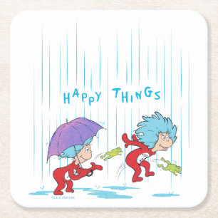 Thing One Thing Two Happy Things Square Paper Coaster