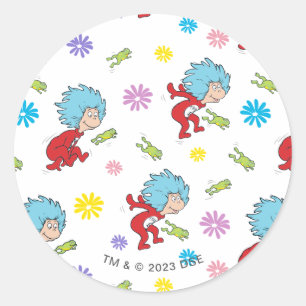 Thing One Thing Two Hoppy Frog Things Pattern Classic Round Sticker